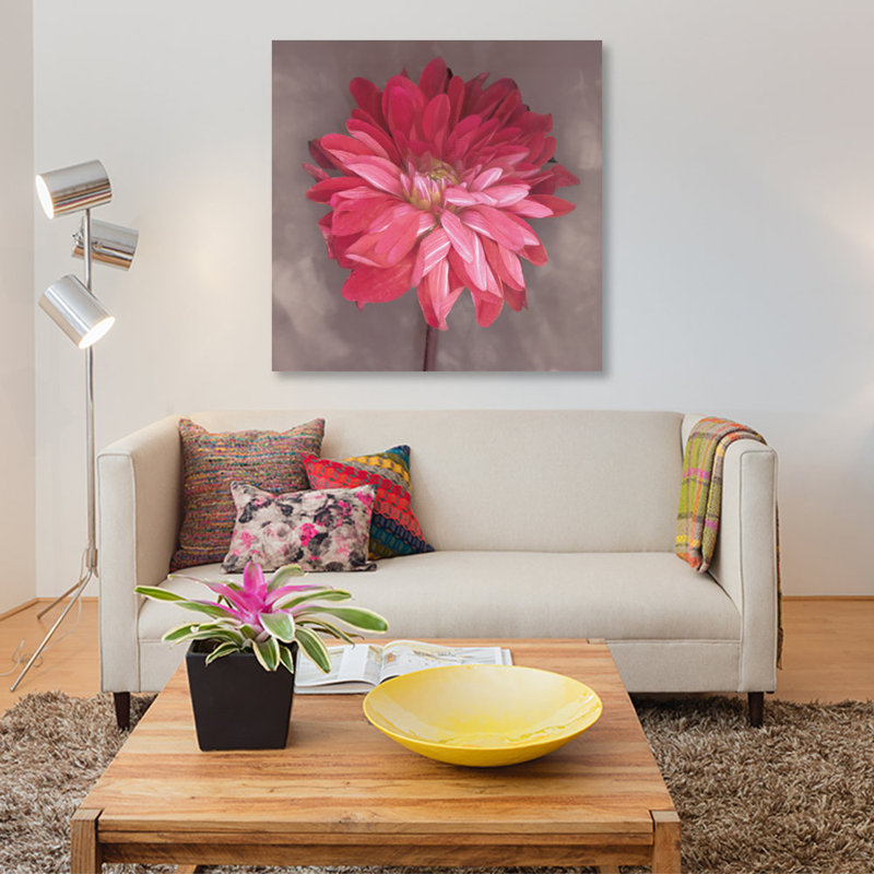« rose zinnia », impression sur toile, H 18 po x l 18 po x P 1,5 po