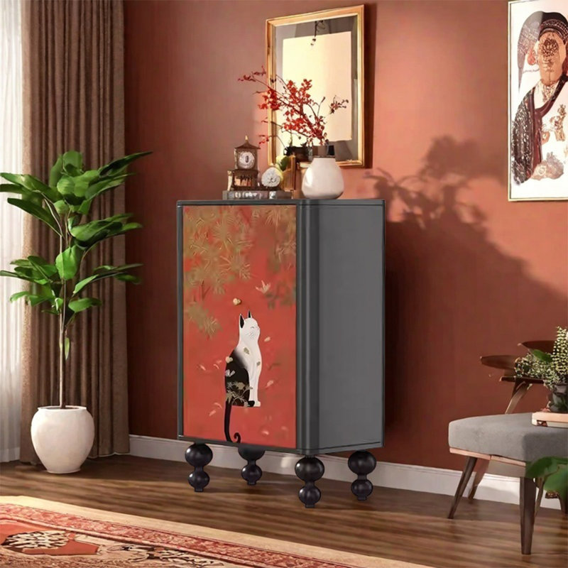 Armoire de rangement à deux portes avec pieds solides
