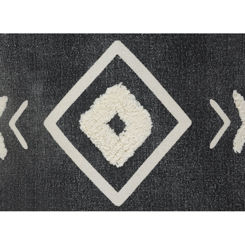 Black and White Geometric Tufted Cotton Throw Pillow, 20 in