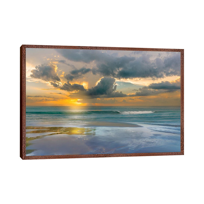 Tides And Sunsets by Mike Calascibetta - Print on Canvas, Classic Brown Wood Framed, 45.72cm H x 66.04cm W x 3.81cm D