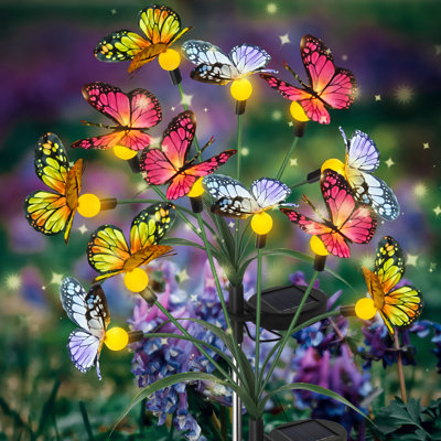 Khiana  Solar Courtyard Lights, Latest High-Low Swaying Butterfly Lights, Swaying With The Wind,Mother's Day Gift(Set of 2)