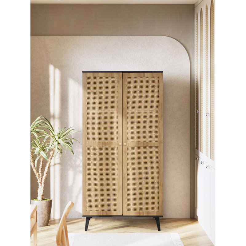 Manila Rattan 2 Door Double Wardrobe, Black