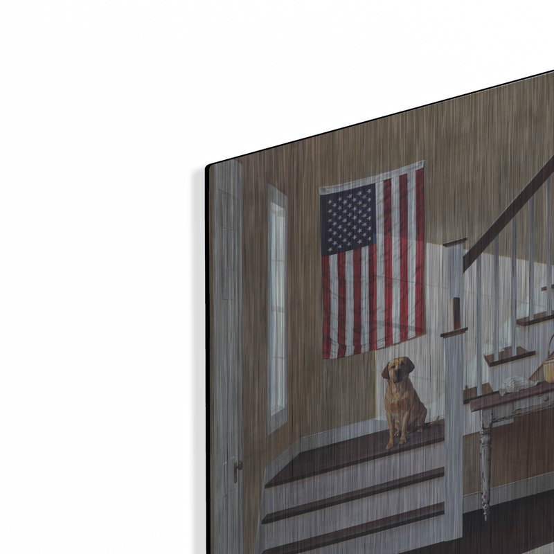 «Dog On Stairs» par Zhen-Huan Lu, H 16 po x l 12 po