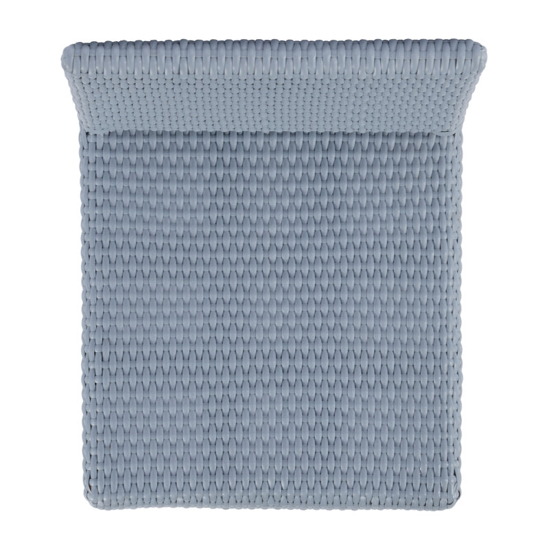 Serienna Blue & White Rattan Low Back Counter Stool, Blue, Counter Stool 24" Seat Height