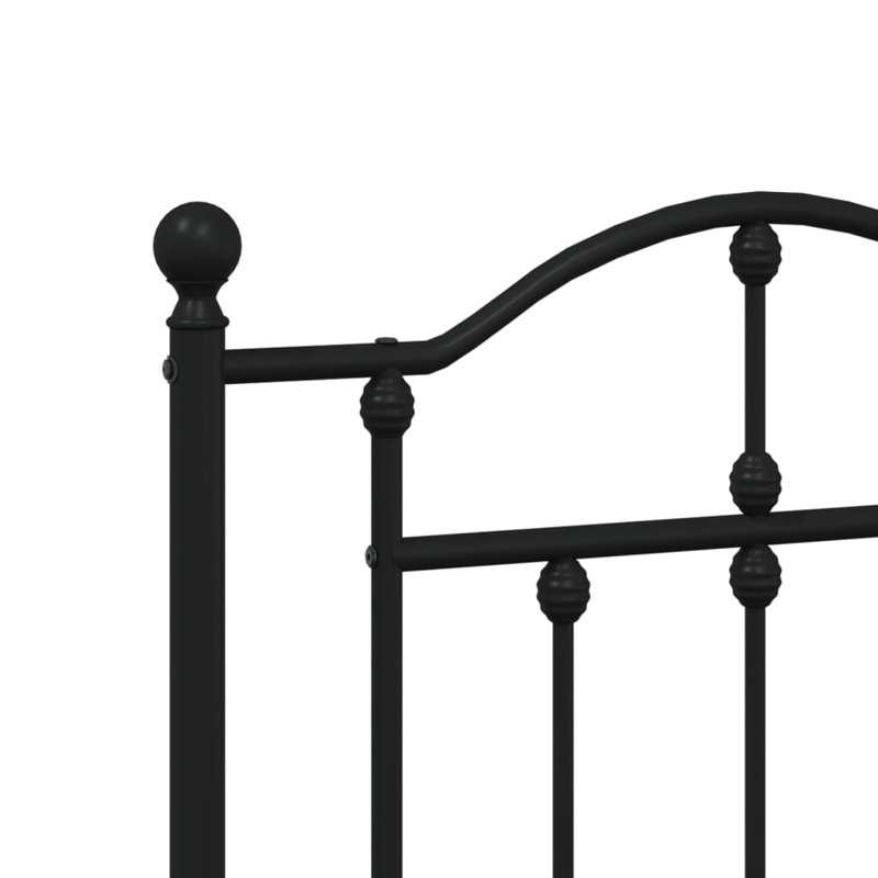 Bralon vidaXL Metal Bed Frame with Headboard & Slats, No Mattress, Easy Assembly, King, Black