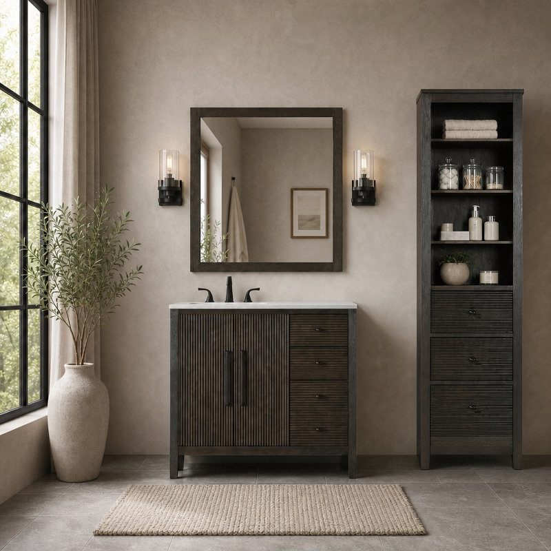 36 inch Single Bathroom Vanity, Chocolate Oak