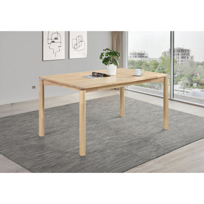 Table de salle à manger rectangulaire blanche en bois d'hévéa blanc, 59 po, pour salle de bain intime, 4 places, point focal moderne