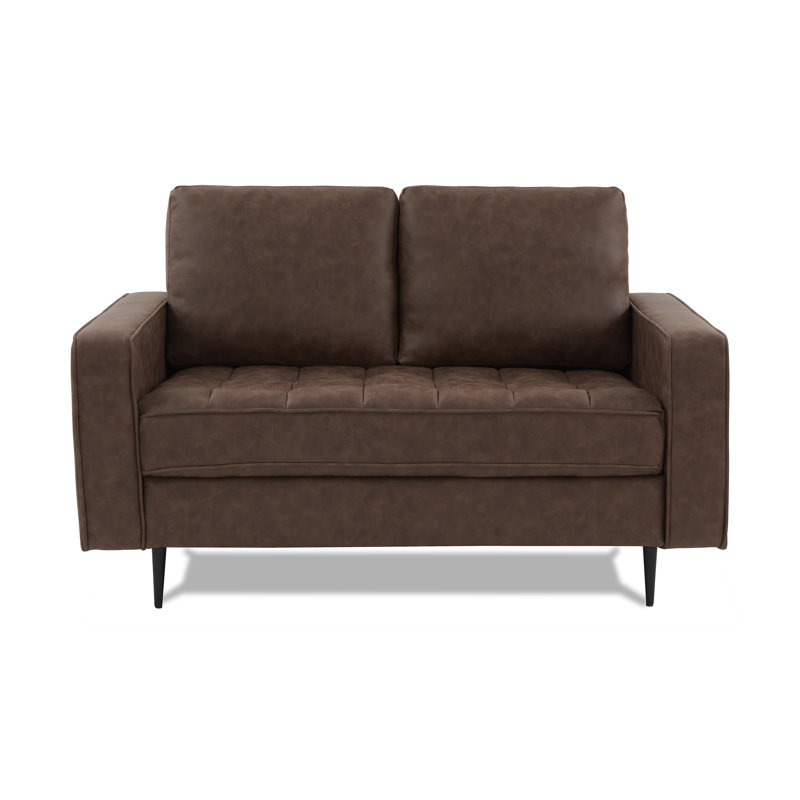 Ambon 2 Seater Faux Leather Loveseat, Brown