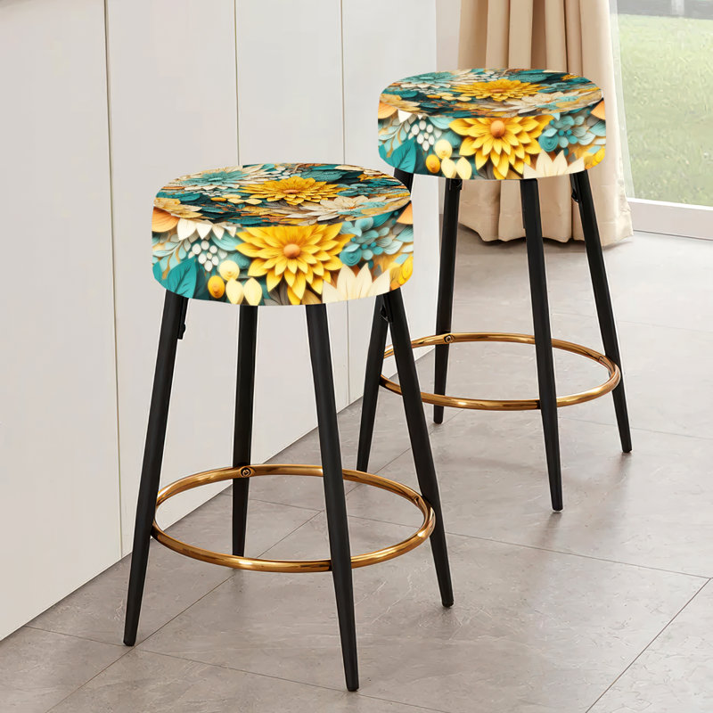 Ensemble de 2 tabourets de bar Chrysanthemums Mandala