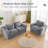 Bean Bag Sofa Upholstered 2-seater Floor Sofa With Pillows-1793202424
