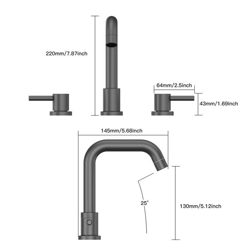 8" Brushed Nickel Faucets for Sink 3 Hole, with Pop Up Drain and cUPC Lead-Free Faucet Supply Hose, Matte Black