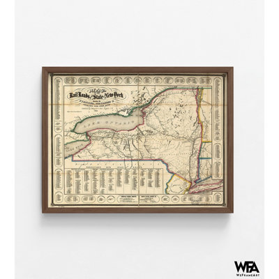 New York, impression des stations et des connexions avec d'autres routes, art de New York, impression de carte de chemin de fer, impression de New York antique