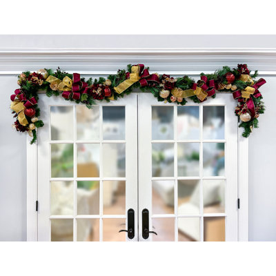 Holiday 9' Garland with Burgundy Hydrangeas and Berries