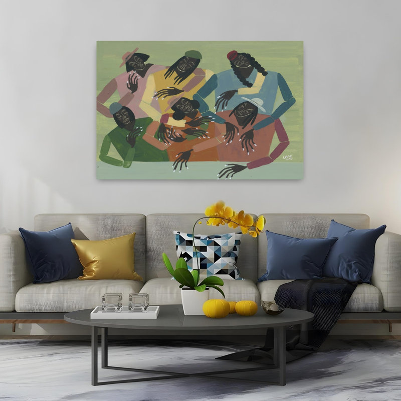 Art mural coloré contemporain Gossip, H 40 po x l 60 po
