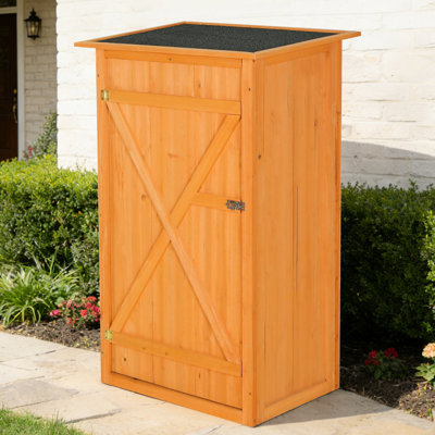 Wooden, Garden Storage Shed, Flat Roof, Lockable Door, Waterproof Design, Lawn, Farm, Yellow, Easy Assembly Outdoor Cabinet, , Farmland, Pool Equipment, Adjustable Shelves