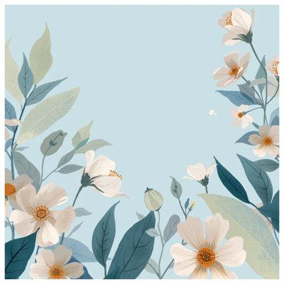 Floral Botanical Illustration Bath Mat