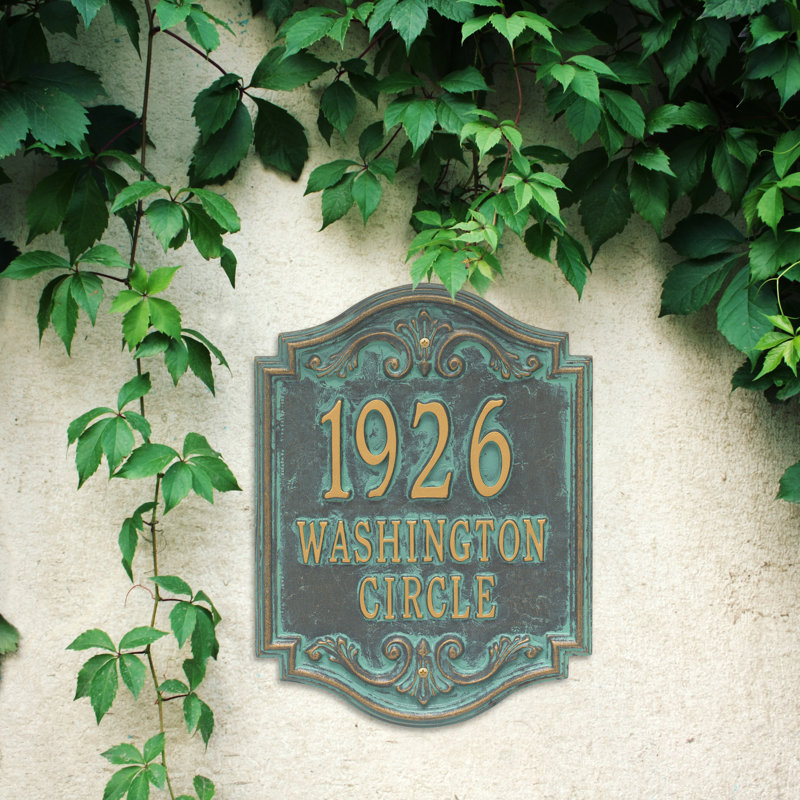 Signature Series 3-Line Wall Address Plaque, Verdigris, Bronze, Yes