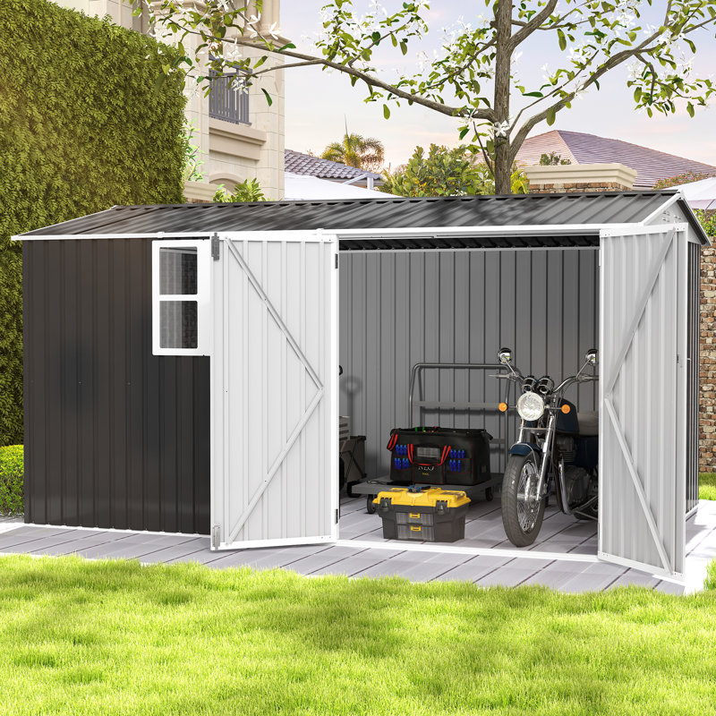 Remise de rangement en métal, H 93,7 po x l 143,7 po x P 76,38 po