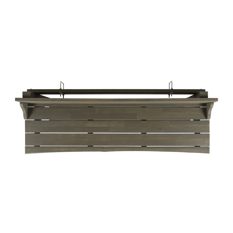 Ensemble de bar 3 pièces avec tablette inférieure et 2 tabourets, ensemble de conversation d'extérieur en bois gris
