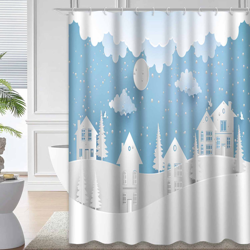Rideau de douche Winter Snowy Hills House, L 72 po x l 72 po