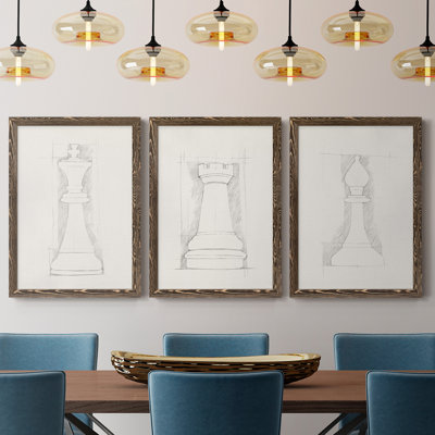 Jeu d'échecs, croquis sur toile de qualité supérieure II - prêt à être accroché