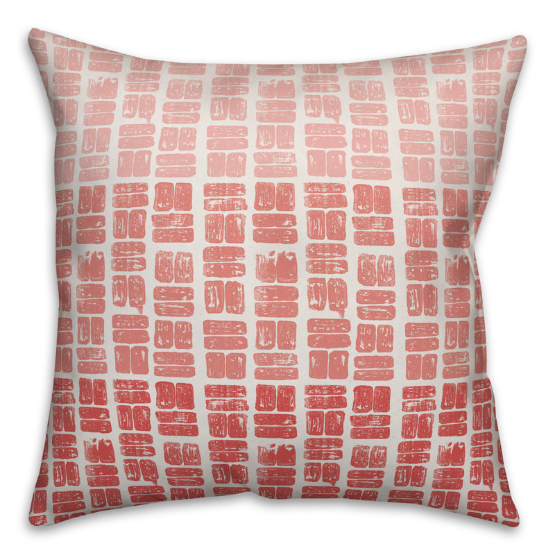  Coussin lombaire abstrait intérieur / extérieur, Polyester / Bourre en polyester, Rose / rouge brique / rouge chinois
