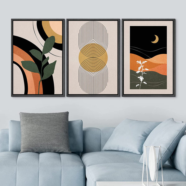 IDEA4WALL Abstract Vibrant Color Blocks Mid-century Modern Multicolor Block  Colorful Framed Abstract Geometric Canvas Print Wall Art Framed On Canvas 3  Pieces Bold Art & Reviews