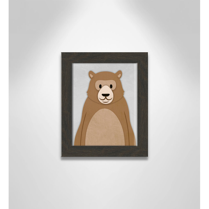 Adhésif décoratif Cheery Bear, H 10 po x l 8 po x P 0,6 po, Cadre plat à grain de bois noir