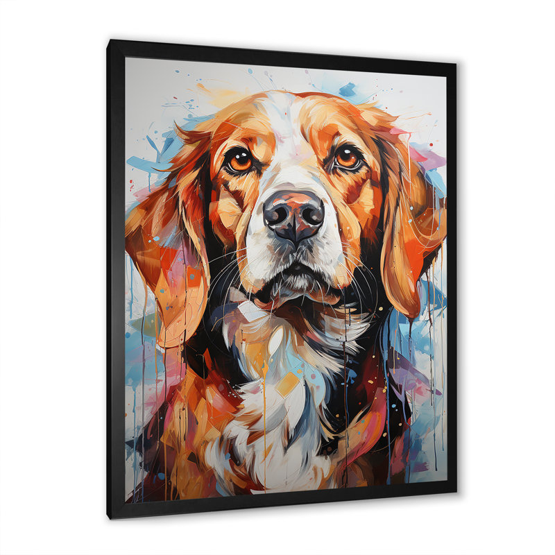 Beagle Bliss I sur impression sur toile, H 32 po x l 16 po x P 1 po, Cadre simple noir