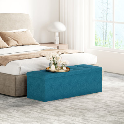 110 cm W Linen Ottoman