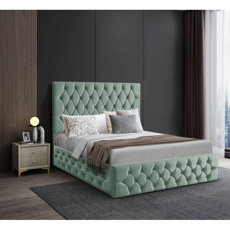Barcley Upholstered Bed, Duck Egg, Double (4'6)