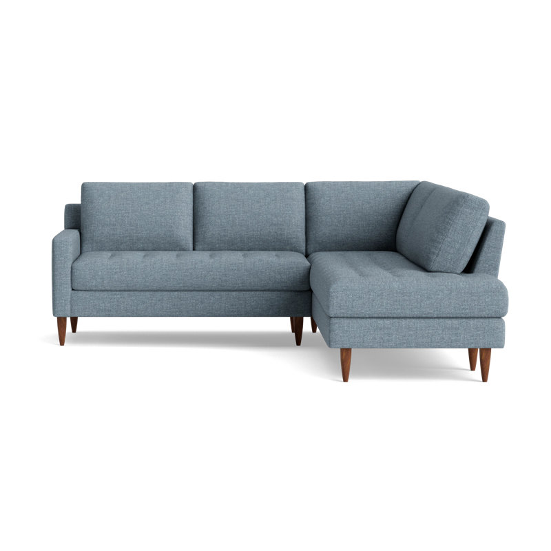 MCM Sectional With Bumper (95" X 95"), Right Hand Facing, Performance Velvet - Denim
