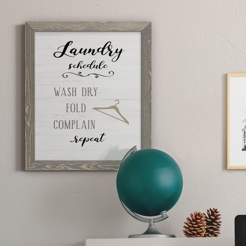 Laundry Complain - Art textuel sur toile, Encadré gris, H 24 po x l 18 po x P 1,5 po