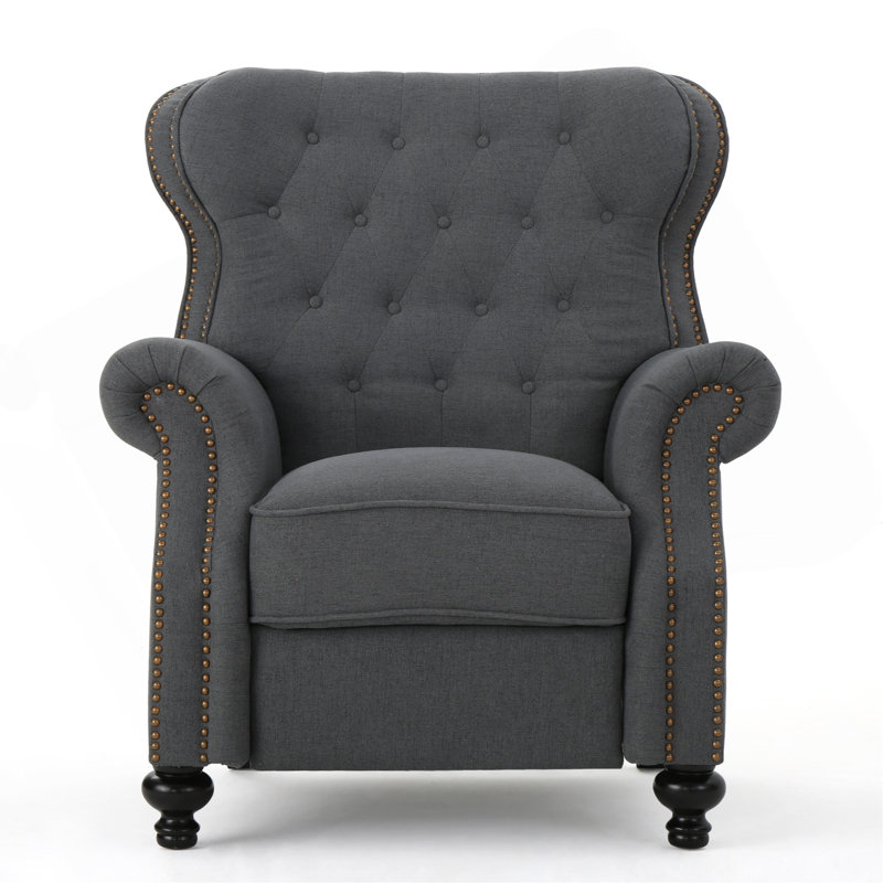 Cozad 39.76" Wide Faux Leather Manual Wing Chair Recliner, Charcoal