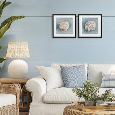 Seashell Whispers of Shore, ensemble de 2 impressions sous verre encadrées, design par Eli Jones