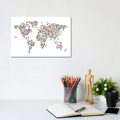 Cats World Map by Michael Tompsett - Wrapped Canvas Painting