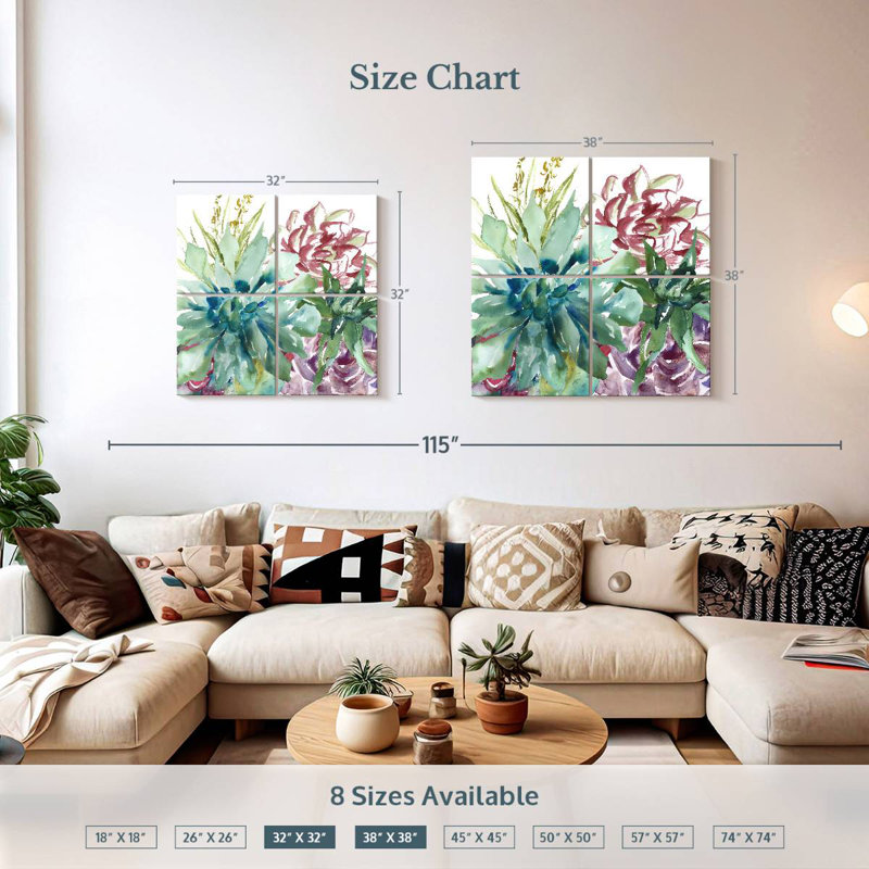 Aquarelle Harnek Succulent Garden II, H 32 po x l 32 po