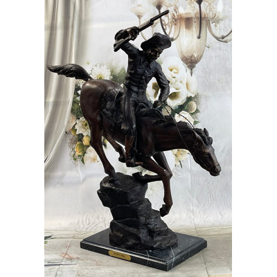 Down Hill by Frederic Remington - Western Americana Bronze Cowboy & Horse Sculpture