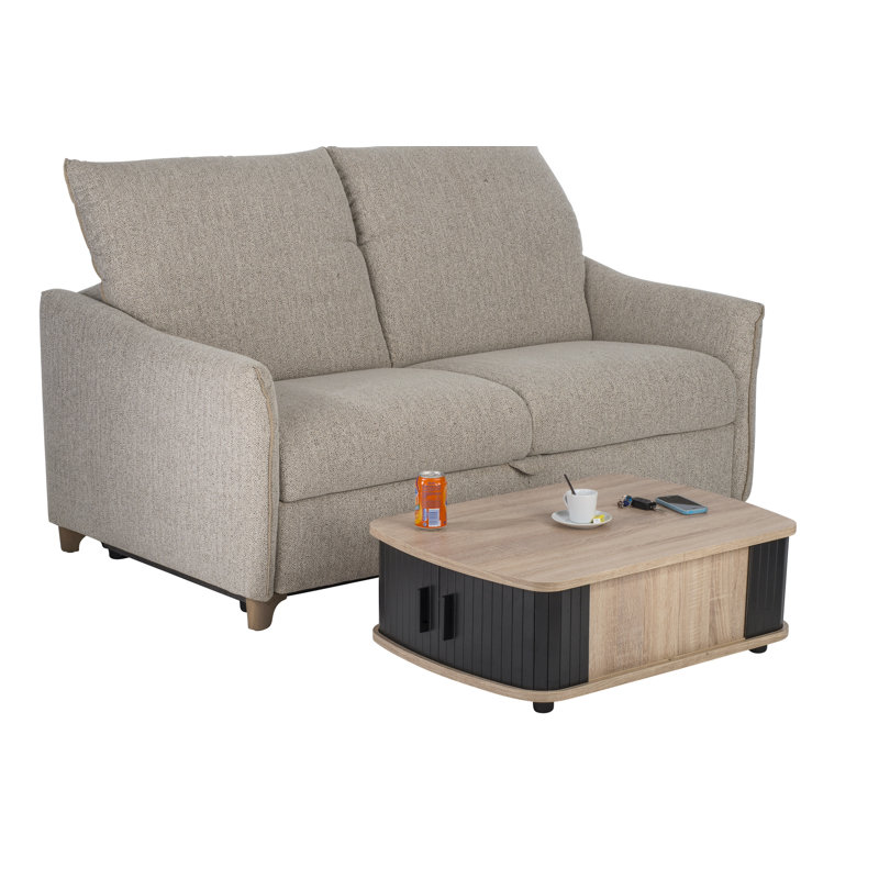 Block Coffee Table with Storage, Black, Oak