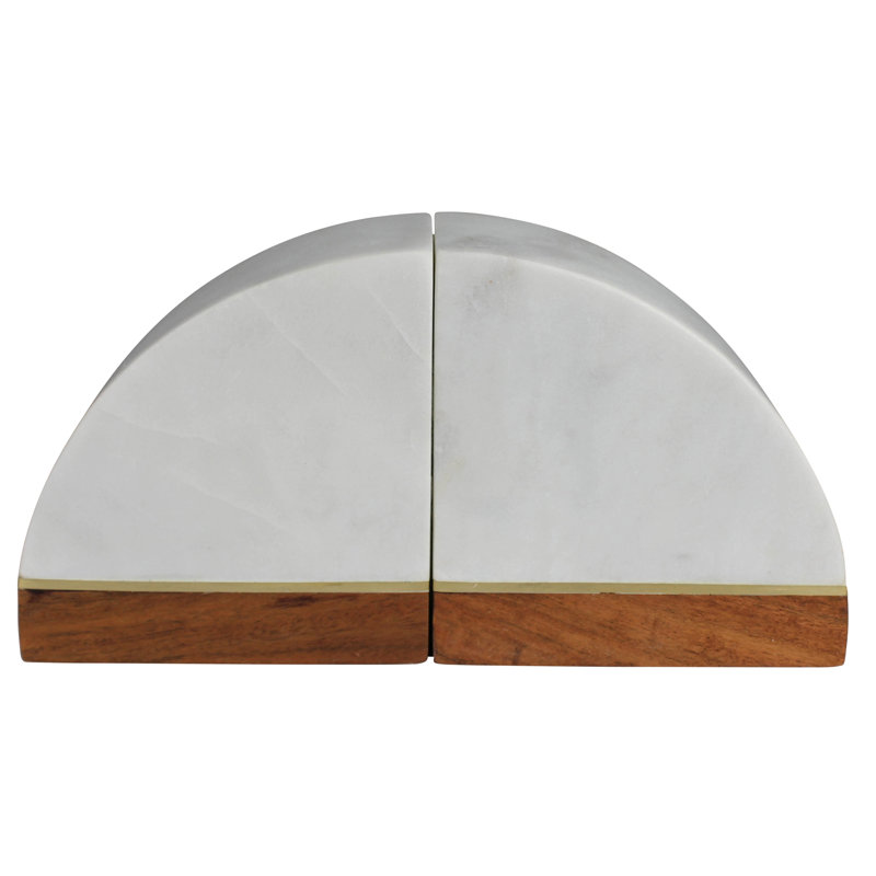 Nova Marble Bookend Pair With Wood Base