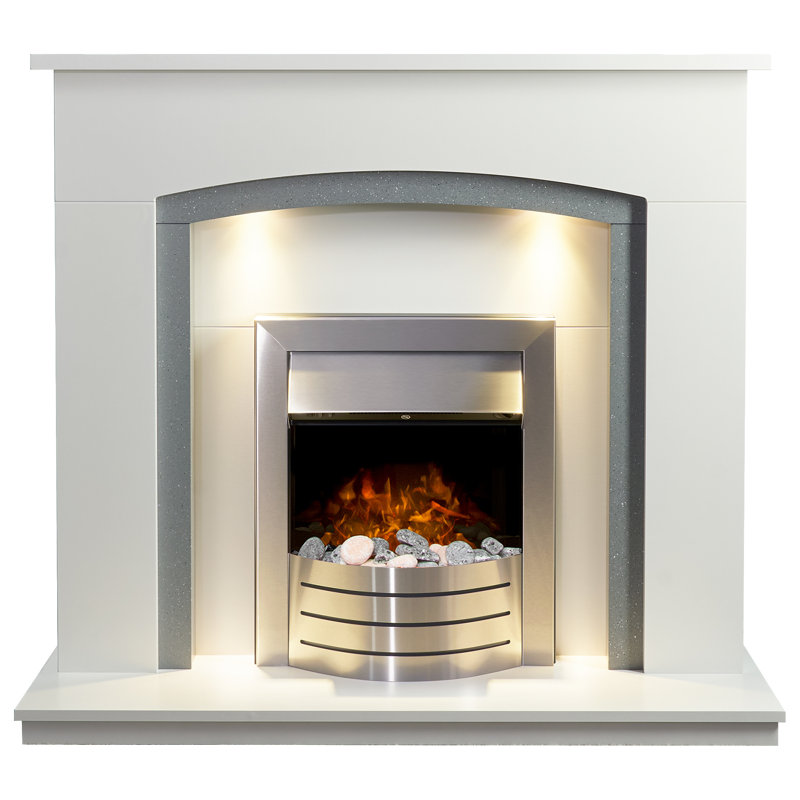 Tuscany Adam 121 cm W White Electric Fireplace with 6824 BTU