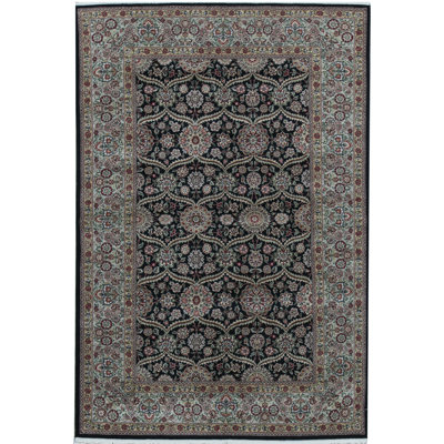 Manchuria Wool Oriental Area Rug in Black/Blue/Red/Green
