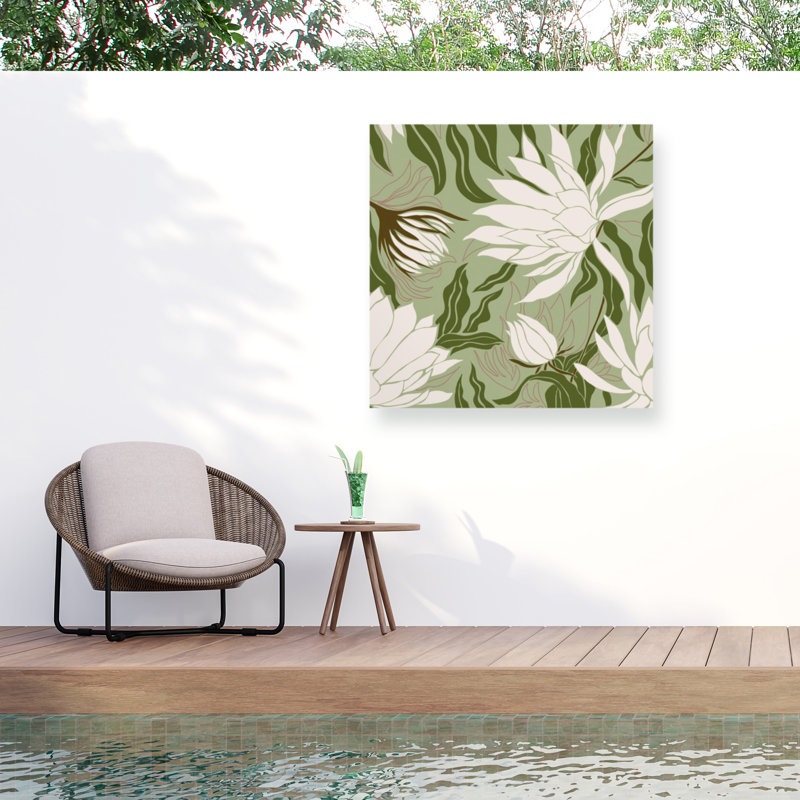 Incado Reaching Flowers Outdoor  Canvas, H 18 po x l 18 po