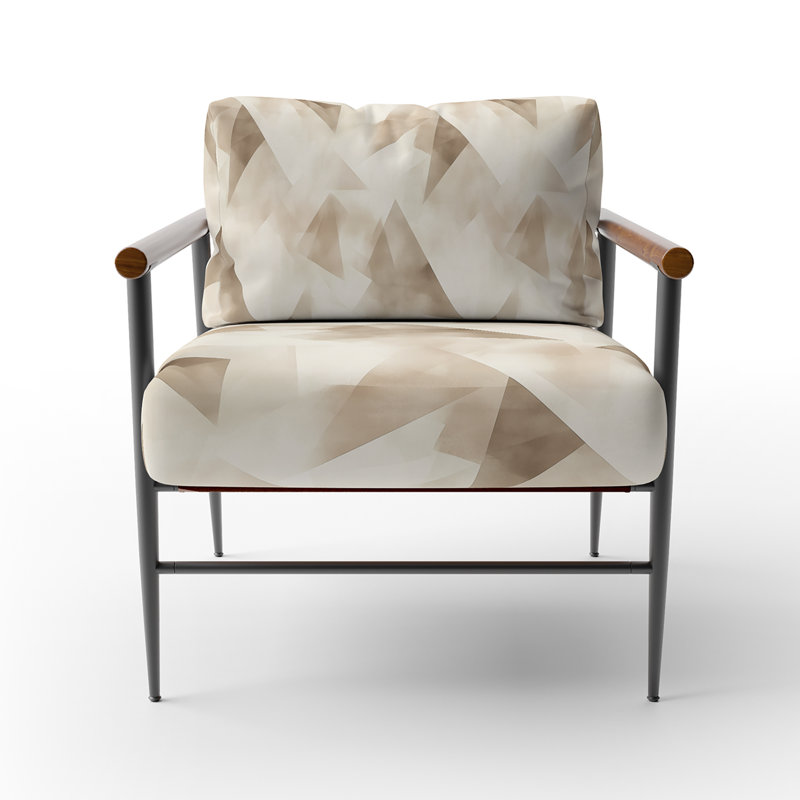 Chaise rembourrée Modern, Bras ronds bruns