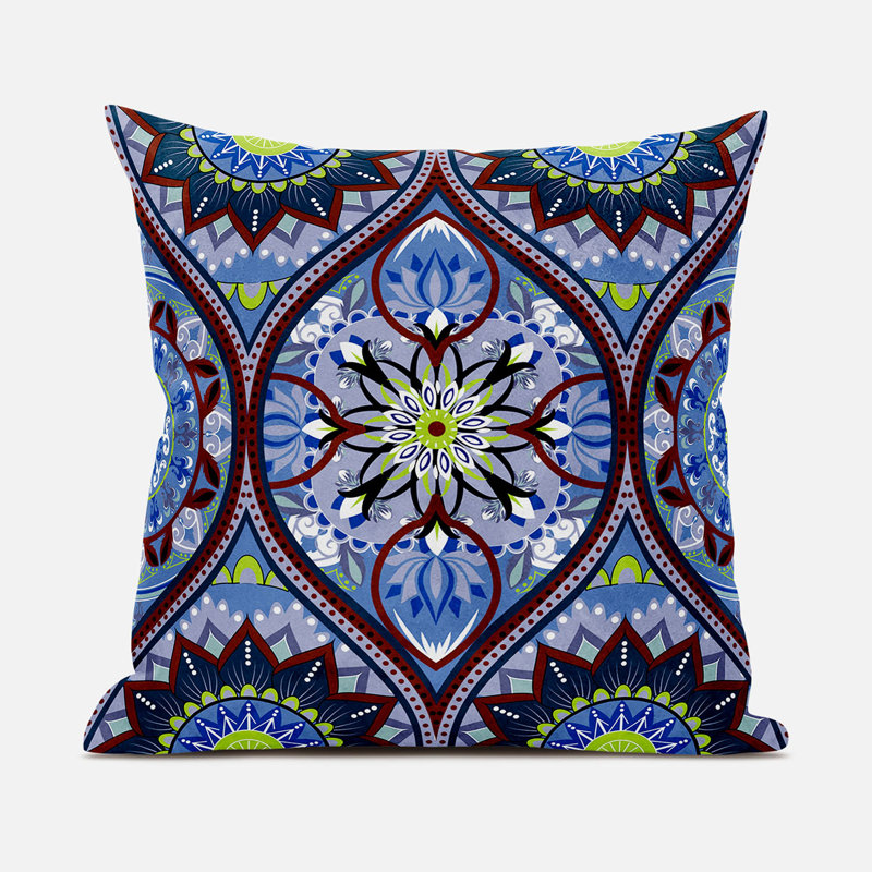 Polyester Throw Square Pillow Cover & Insert, Blue/Green, 16" x 16"