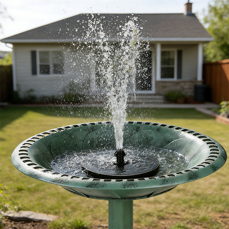 Bain d'oiseaux de jardin avec fontaine solaire