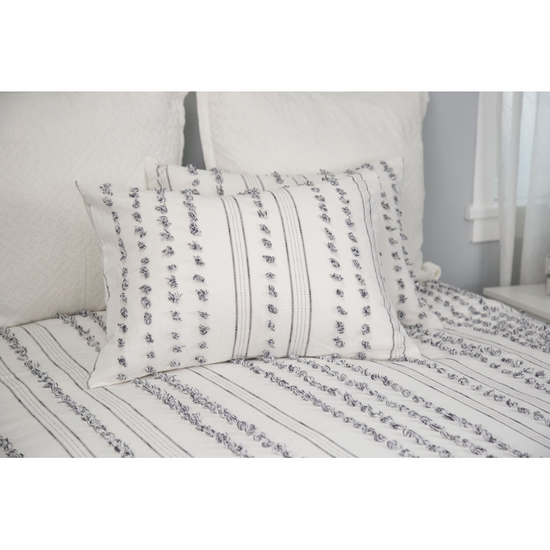Ensemble de housse de couette 3 pièces blanc, Housse de couette grand + 2 taies décoratives sta