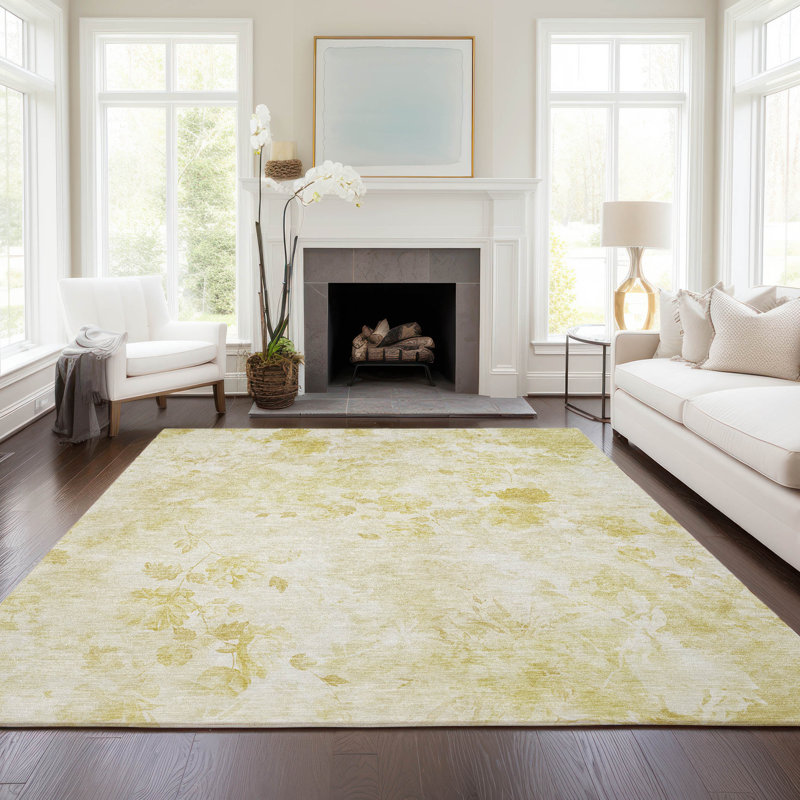 Karsyn Washable Floral Indoor / Outdoor Rug, Rectangle 8' x 10'