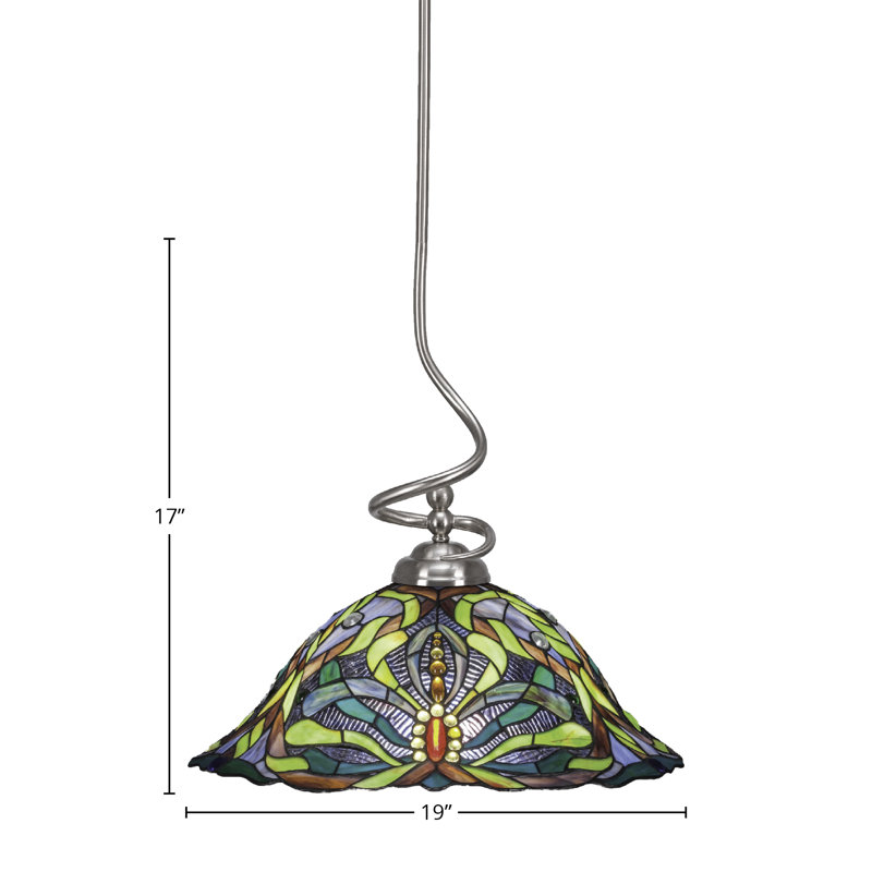 Luminaire suspendu Capri, fini nickel brossé et verre d'art kaléidoscope 19 po