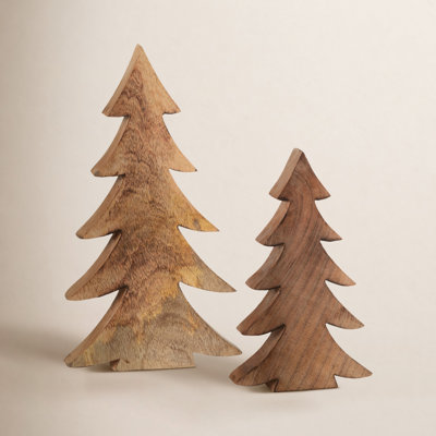 2 Piece Mango Wood Tree Accents Set
